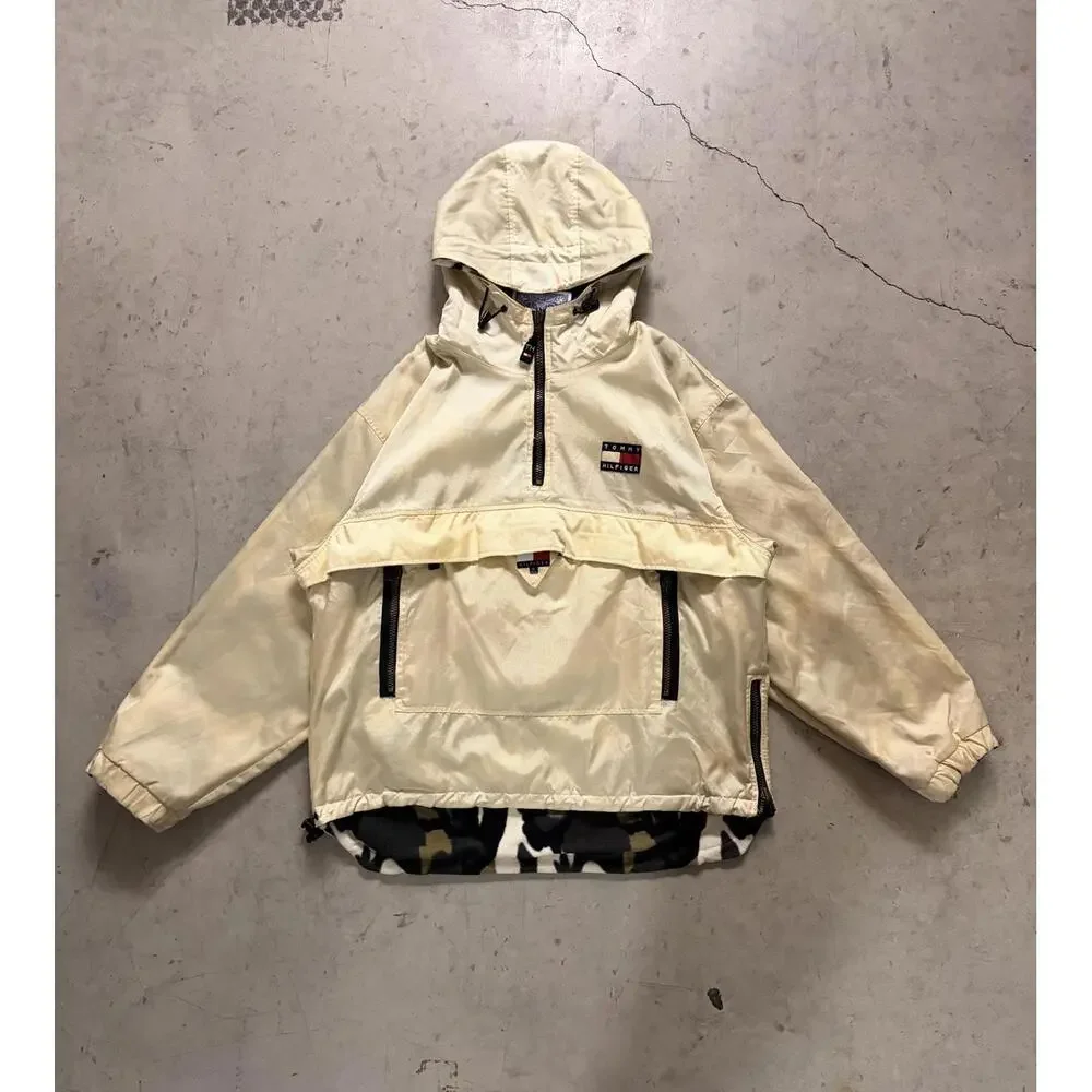 RARE Tommy Hilfiger Reversible Camo & Cream Pullover Jacket - Picture 3 of 9